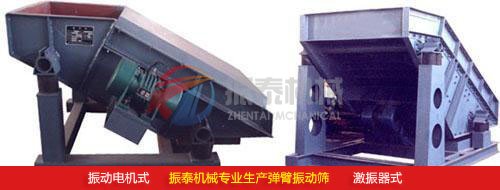 懸臂篩網(wǎng)振動(dòng)篩（彈臂振動(dòng)篩）振動(dòng)電機(jī)式、激振器式